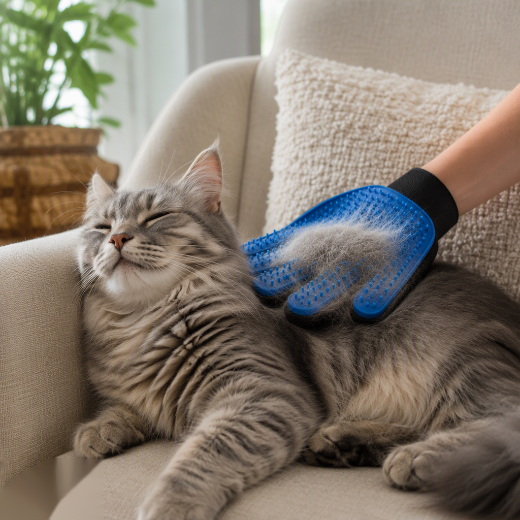 Gant de Toilettage Magique pour Chiens & Chats — Capture les Poils Morts en Caressant