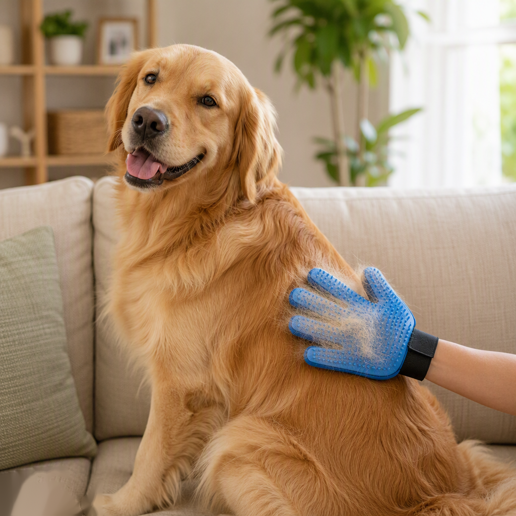 Gant de Toilettage Magique pour Chiens & Chats — Capture les Poils Morts en Caressant